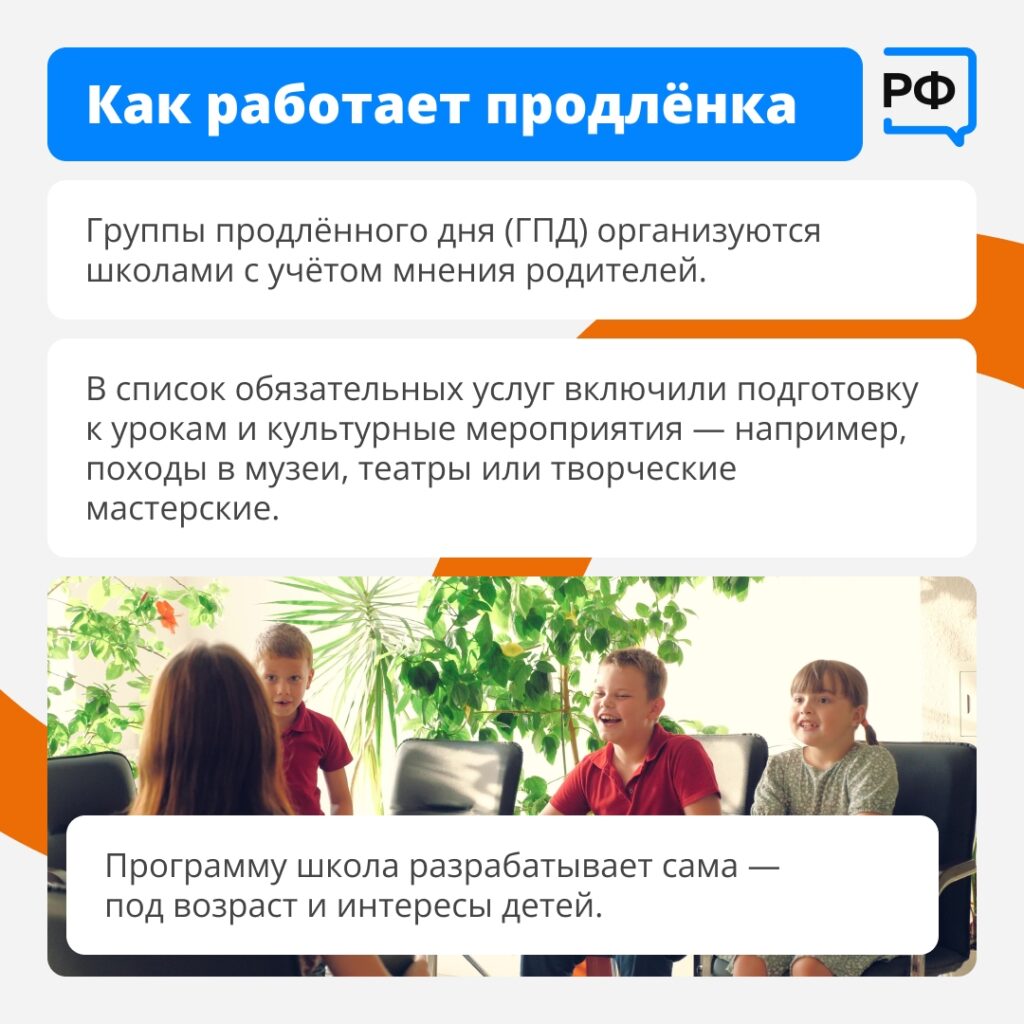 Группа продлённого дня — это специальное время, когда ребёнок может остаться в школе после уроков. С детьми гуляют, их кормят обедом, помогают им выполнять домашние задания и пров…